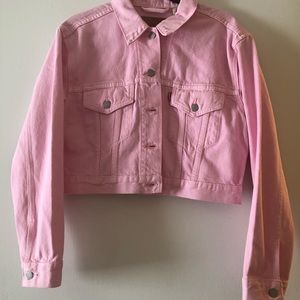 Levi’s Pink Cropped Denim Trucker Jacket